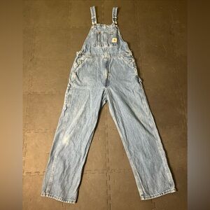 Vintage Carhartt Mens Denim Bib Overalls Blue Workwear Carpenter Dungarees 36x32